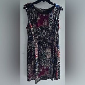 Connected Apparel Multicolor Patterned Dress | Size 12 Petite